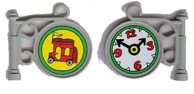 LEGO onderdeel Fabuland Sign on Pole with Bus Stop Pattern (Stickers) - Set 3662 (x222pb02)
