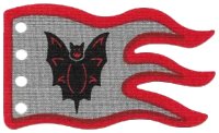 LEGO part Cloth Flag 8 x 5 Wave with Red Border and Fright Knights Bat Emblem Pattern x376px2