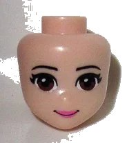 LEGO onderdeel Mini Doll, Head Friends with Reddish Brown Eyes, Dark Pink Lips, and Closed Mouth Pattern (14011)