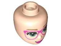 LEGO part Mini Doll, Head Friends with Medium Nougat Eyebrows, Sand Green Eyes, Dark Pink Glasses and Lips Pattern 1433
