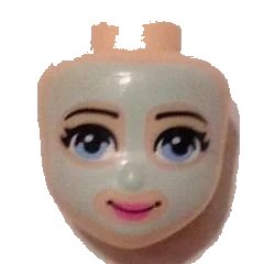 LEGO onderdeel Mini Doll, Head Friends with Light Blue Eyes, Pink Lips and Light Aqua Beauty Mask Pattern (17743)