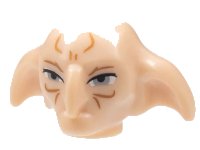 LEGO part Minifigure, Head, Modified Kreacher with Dark Orange Contour Lines, Light Bluish Gray Eyes Pattern 1889pb01
