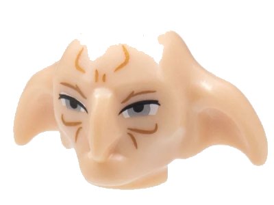 LEGO onderdeel Minifigure, Head, Modified Kreacher with Dark Orange Contour Lines, Light Bluish Gray Eyes Pattern (1889pb01)