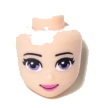 LEGO part Mini Doll, Head Friends with Purple Eyes, Dark Pink Lips and Closed Mouth Pattern 19687