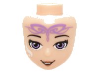 LEGO part Mini Doll, Head Friends with Medium Lavender Eyes, Open Mouth Smile and Elves Tribal Pattern (Aira) 19832