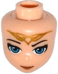 LEGO part Mini Doll, Head Friends with Blue Eyes and Gold Elves Tribal Pattern (Skyra) 21337