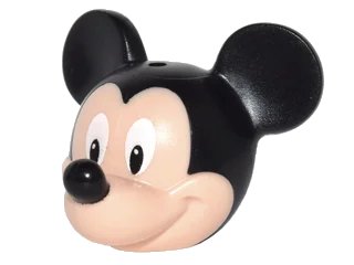 LEGO onderdeel Minifigure, Head, Modified Mouse with Black Ears and Nose and White Eyes Pattern (Mickey) (24629pb01)