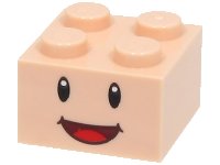 LEGO part Stein 2 x 2 avec Motif Yeux Noirs, Pupilles Blanches, et Bouche Ouverte Souriante Rouge Foncé avec Langue Rouge (Super Mario Yellow Toad Face) 3003pb144