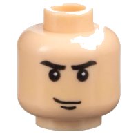 LEGO part Minifigure, Head Black Eyebrows, Chin Dimple, Smirk Pattern 3626pb0035