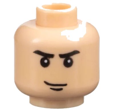 LEGO onderdeel Minifigure, Head Black Eyebrows, Chin Dimple, Smirk Pattern (3626pb0035)