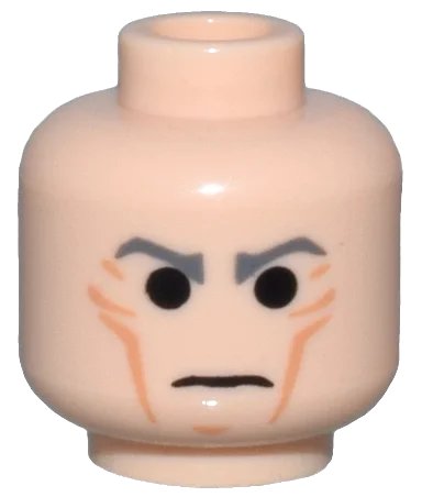 LEGO onderdeel Minifigure, Head Male Cheek Lines with Dark Bluish Gray Stern Eyebrows Pattern (SW Grand Moff Tarkin) (3626pb0037)