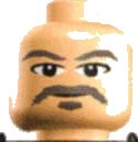 LEGO part Minifigure, Head Male Gray Moustache, Goatee, and Eyebrows Pattern 3626pb0066