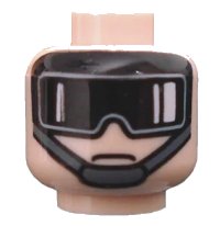 LEGO part Minifigure, Head Glasses with Black Goggles, Gray Chin Strap Pattern (SW Imperial AT-ST Pilot) 3626pb0071