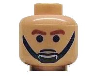 LEGO onderdeel Minifigure, Head Male Brown Eyebrows and Black Chin Strap Pattern (3626pb0074)