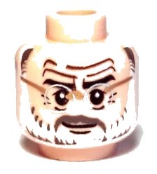 LEGO onderdeel Minifigure, Head Glasses with Silver Glasses, Gray and White Beard and Gray Moustache Pattern (Henry Jones Sr.) (3626pb0283)
