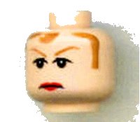 LEGO part Minifigure, Head Female Brown Hair and Eyebrows, Red Lips Frown Pattern 3626pb0291