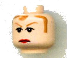 LEGO onderdeel Minifigure, Head Female Brown Hair and Eyebrows, Red Lips Frown Pattern (3626pb0291)
