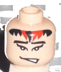 LEGO onderdeel Minifigure, Head Male Black and Red Bangs, Black Eyebrows, Mouth Open to Side Pattern 3626pb0292