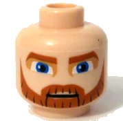 LEGO part Minifigure, Head Beard Dark Orange, Eyebrows and Moustache and Large Blue Eyes Pattern (SW Clone Wars Obi-Wan Kenobi) 3626pb0316