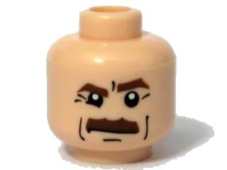 LEGO onderdeel Minifigure, Head Reddish Brown Moustache and Bushy Eyebrows, Black Cheek Lines, White Pupils Pattern (3626pb0357)