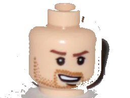 LEGO onderdeel Minifigure, Head Male Reddish Brown Eyebrows, Medium Nougat Beard Stubble, Chin Dimple, and Open Mouth Lopsided Grin Pattern (3626pb0382)