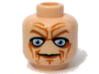 LEGO onderdeel Minifigure, Head Male Blue Eyes, Deep Brown Wrinkles Pattern (3626pb0391)