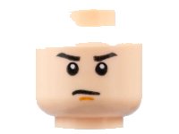 LEGO onderdeel Minifigure, Head Black Eyebrows, Dark Orange Chin Dimple, Stern Pattern 3626pb0402