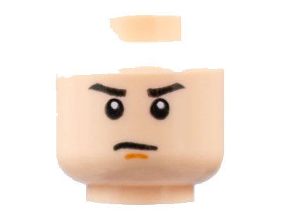 LEGO onderdeel Minifigure, Head Black Eyebrows, Dark Orange Chin Dimple, Stern Pattern (3626pb0402)