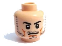 LEGO part Minifigure, Head Beard Stubble, Black Eyebrows, White Pupils, Frown Pattern 3626pb0415