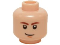LEGO part Minifigure, Head Reddish Brown Eyebrows, Dark Orange Chin Dimple, Lopsided Grin Pattern 3626pb0442