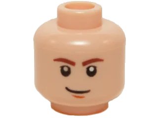 LEGO onderdeel Minifigure, Head Reddish Brown Eyebrows, Dark Orange Chin Dimple, Lopsided Grin Pattern (3626pb0442)