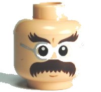 LEGO part Minifigure, Head Glasses with Bushy Moustache and Eyebrows Pattern (HP Flitwick) 3626pb0483