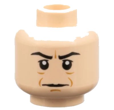 LEGO onderdeel Minifigure, Head Black Eyebrows, Eyelids, and Mouth, Medium Nougat Chin Dimple and Wrinkles, Furrowed Brow, Neutral Pattern (3626pb0487)