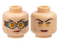LEGO onderdeel Minifigure, Head Dual Sided Female, Red Lips, Goggles / no Goggles Pattern (HP Madame Hooch) 3626pb0489