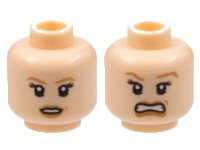 LEGO part Minifigure, Head Dual Sided Female PotC Elizabeth Light Brown Eyebrows and Dimple, Smile / Scared Pattern 3626pb0556