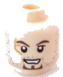 LEGO onderdeel Minifigure, Head PotC Scrum Brown Stubble and Goatee, Scar on Right Eye Pattern 3626pb0568
