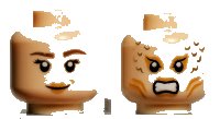 LEGO onderdeel Minifigure, Head Dual Sided Female Mermaid with Dark Brown Eyebrows and Dimple / Bared Teeth and Gills Pattern 3626pb0570