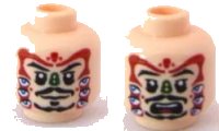 LEGO part Minifigure, Head Dual Sided PotC Jack Black Moustache Cannibal Face Paint, Smile / Surprised Pattern 3626pb0572