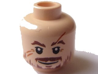 LEGO part Minifigure, Head Moustache Brown, Scratches/Scars across Face Pattern (HP Professor Lupin) (3626pb0599)