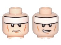 LEGO part Minifigure, Head Dual Sided White Headband and Cheek Lines, Frown / Determined Pattern (Batman) 3626pb0637