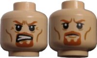 LEGO part Minifigure, Head Dual Sided LotR Boromir Goatee Stern / Grimacing Pattern 3626pb0734