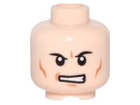LEGO part Minifigure, Head Male Black Angry Eyebrows, Determined Mouth with Teeth, Cheek Lines Pattern (Lex) 3626pb0737