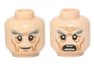 LEGO onderdeel Minifigure, Head Dual Sided LotR Gandalf Thick Gray Eyebrows, Smile / Angry Pattern (3626pb0937)