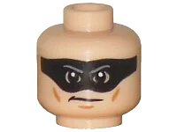 LEGO onderdeel Minifigure, Head Black Eye Mask, Medium Nougat Cheek Lines and Chin Dimple, Angry Pattern (3626pb0941)