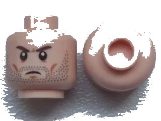 LEGO onderdeel Minifigure, Head Beard Stubble, Brown Angry Eyebrows, White Pupils Pattern (3626pb0946)