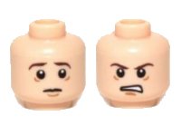 LEGO part Minifigure, Head Dual Sided LotR Frodo Brown Eyebrows Worried / Angry Pattern 3626pb0947