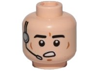 LEGO part Minifigure, Head Male Black Eyebrows, Cheek Lines, Open Mouth, Headset Pattern (SW Imperial Gunner) 3626pb1033