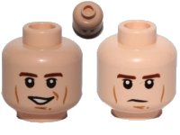 LEGO part Minifigure, Head Dual Sided Brown Eyebrows, Black Eyes with Pupils, Cheek Lines, Smile / Determined Pattern (SW Han Solo) 3626pb1044
