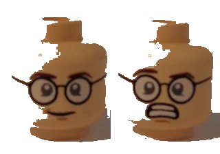 LEGO onderdeel Minifigure, Head Dual Sided Glasses, White Pupils, Smile / Scared with Teeth Pattern (Egon Spengler) (3626pb1127)
