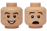 LEGO onderdeel Minifigure, Head Dual Sided Brown Eyebrows, White Pupils, Smile with Teeth / Scared Pattern (Ray Stantz) 3626pb1128